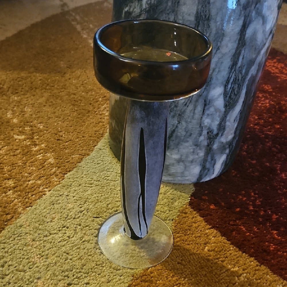 Chic Glass Candle Holder with Dark Top